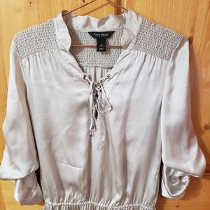 White House Black Market Silk Lace Up Blouse